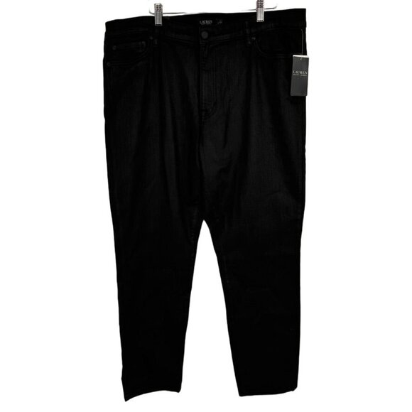Ralph Lauren Womens Curvy Skinny Jeans Size 18 coated denim Black new $125 - Picture 2 of 15